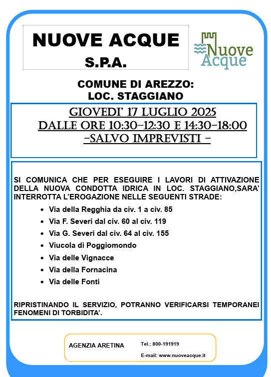 lavori nuove acque 17 luglio 2025
