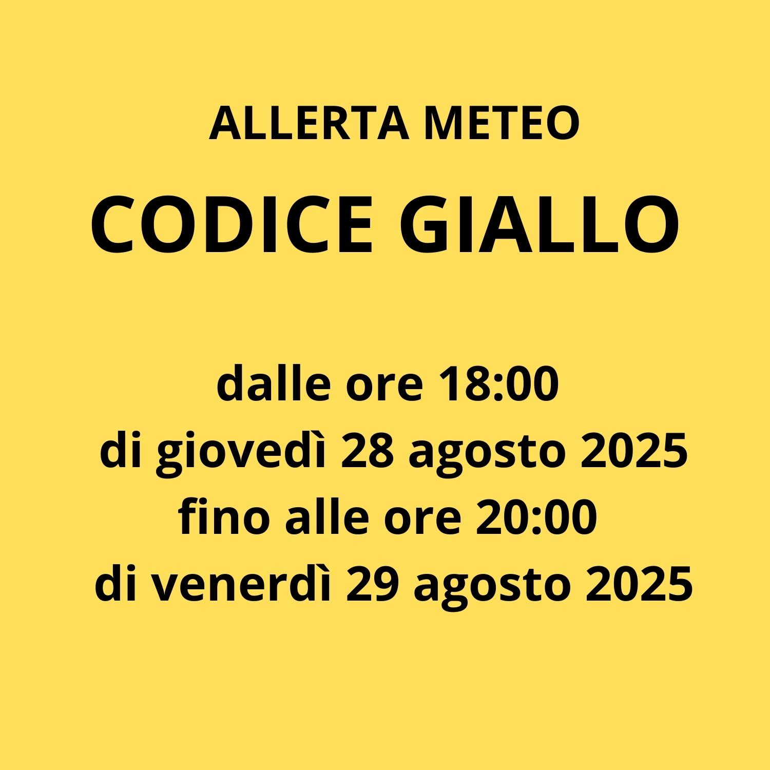 Allerta Meteo CODICE GIALLO